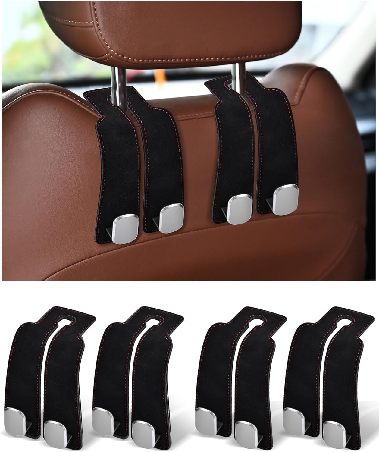 🔥Leather Car Seat Back Storage Hook, Double Hook Car Seat Hangers