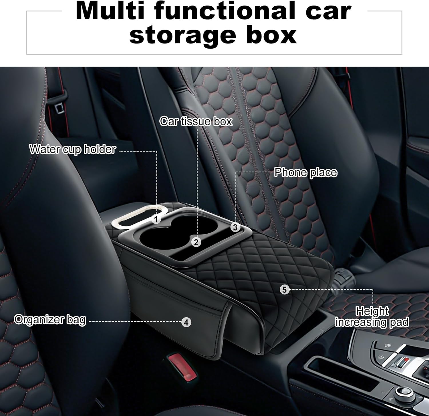 Model High Quality Leather Multifunctional Car Armrest Cushion
