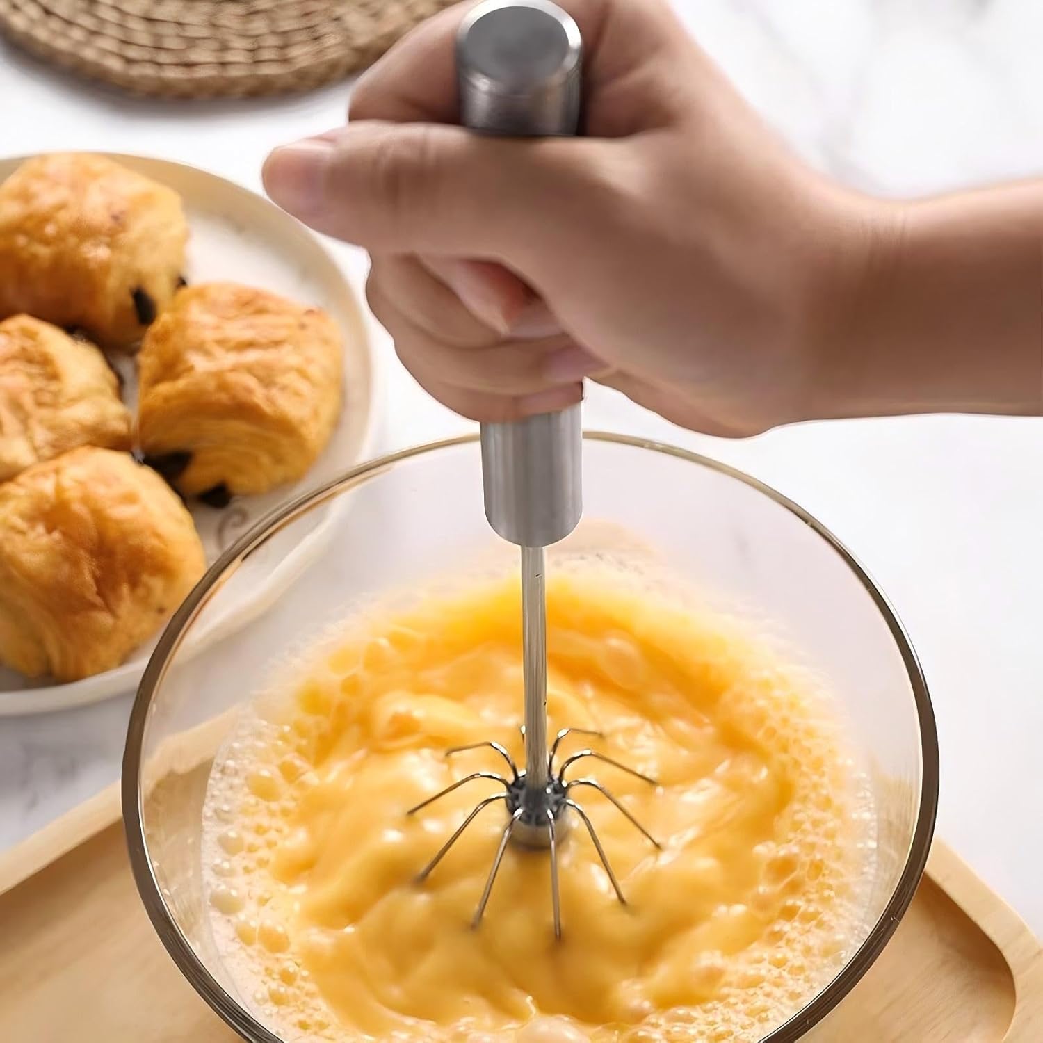 Stainless Steel Hand Push Rotary Whisk