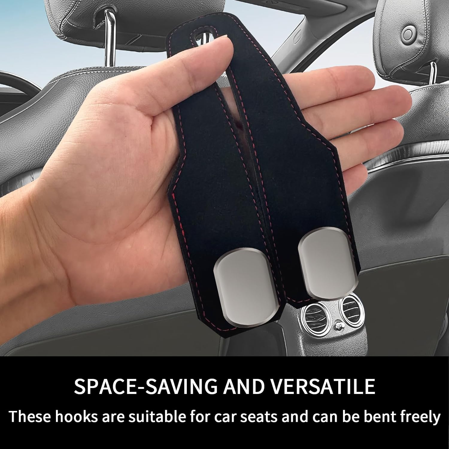 🔥Leather Car Seat Back Storage Hook, Double Hook Car Seat Hangers