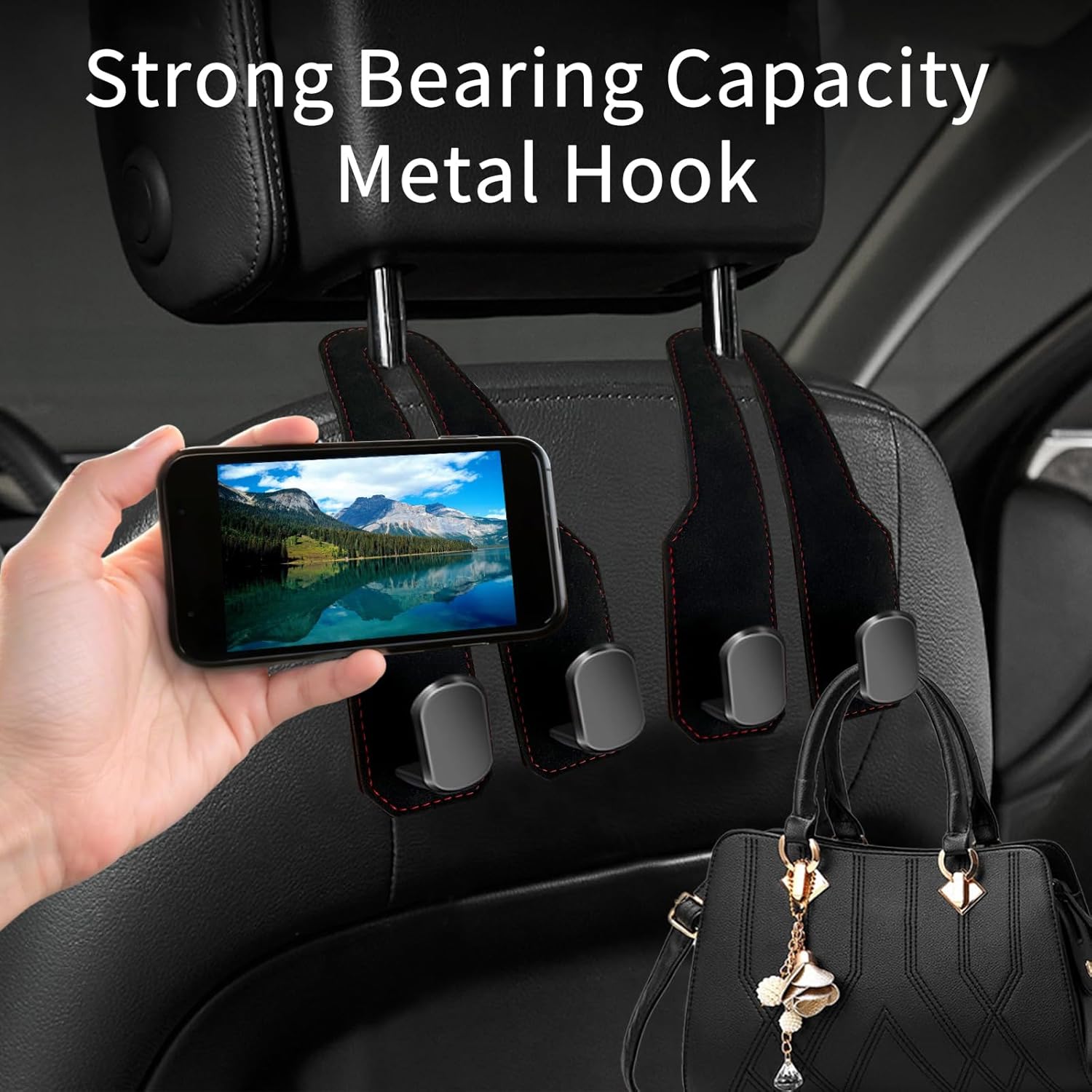🔥Leather Car Seat Back Storage Hook, Double Hook Car Seat Hangers