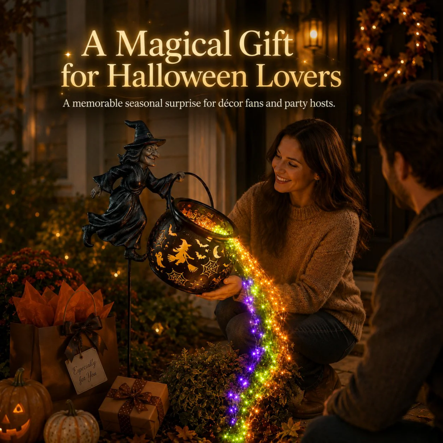 Halloween Witch Cauldron Garden Light