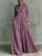 Leopard Print Shirt Maxi Dress