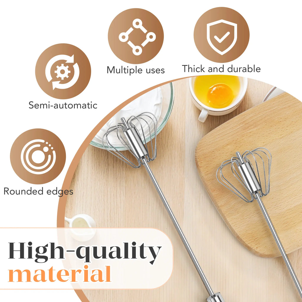 Stainless Steel Hand Push Rotary Whisk