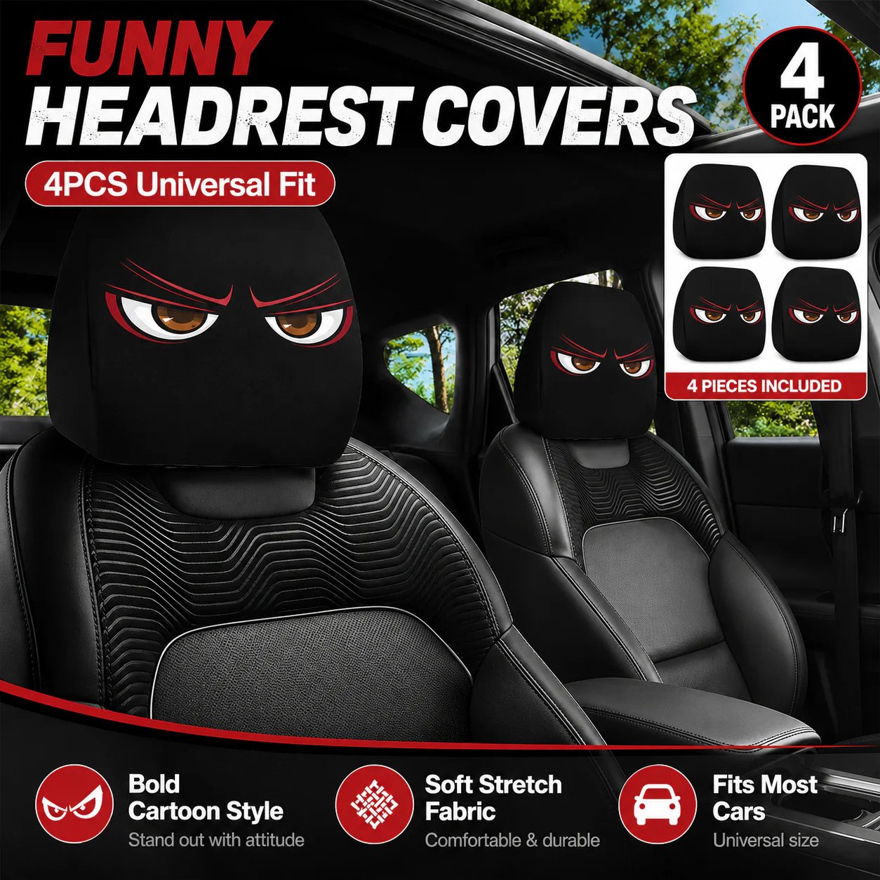 Halloween Funny Cartoon Car Headrest Covers – 2PCS