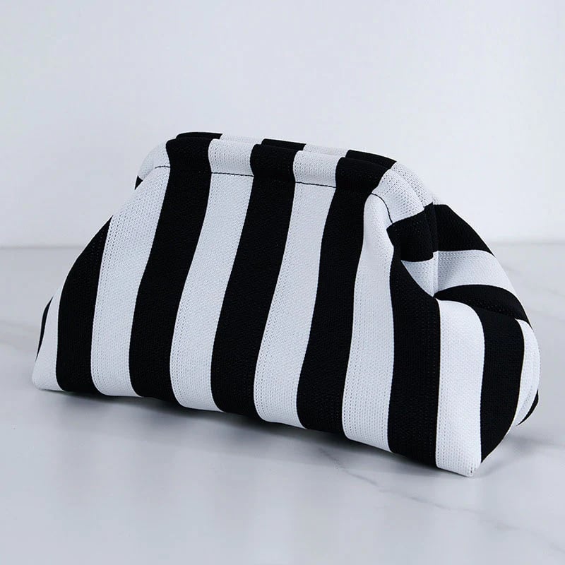 Women's Striped Clip-Top Cloud Handbag