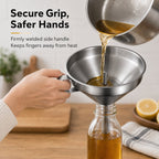 Heavy Duty Thickened Stainless Steel Kitchen Funnel with 304 Strainer