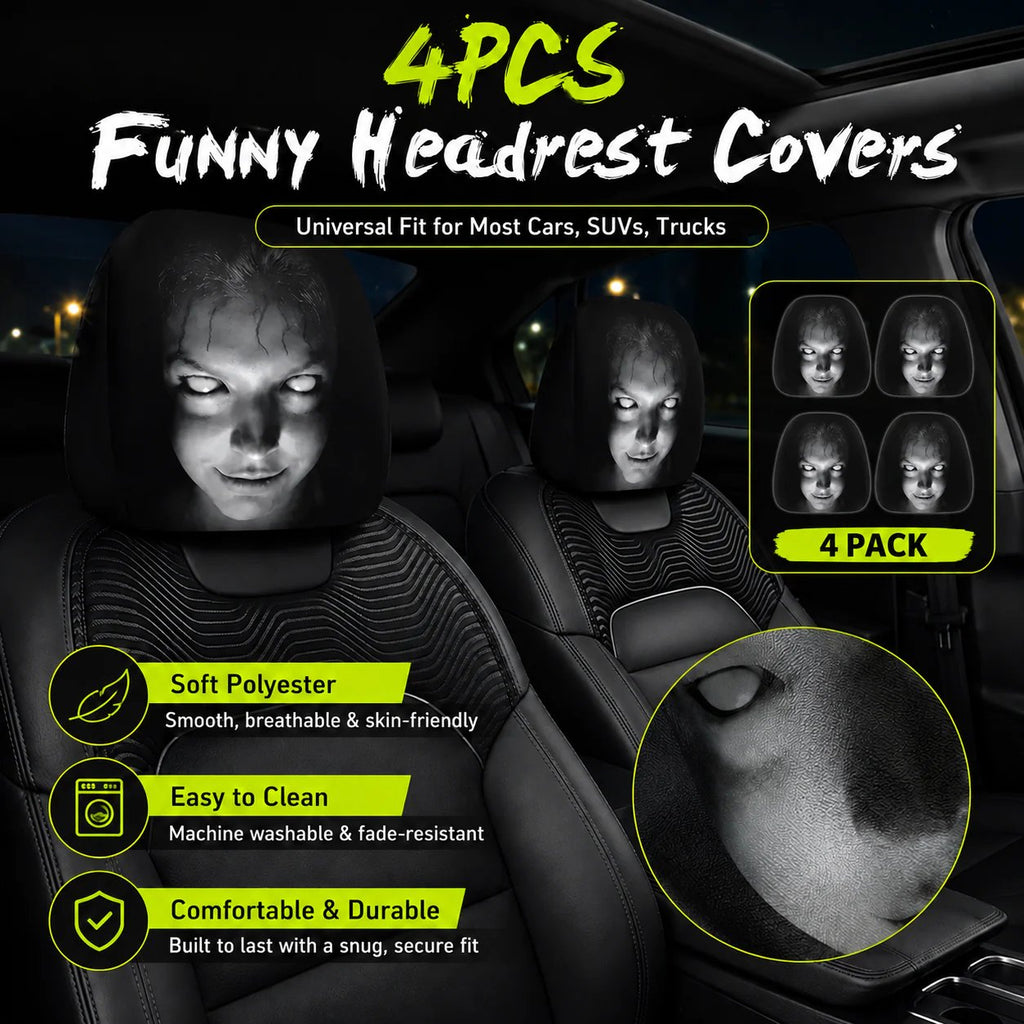 Halloween Funny Cartoon Car Headrest Covers – 2PCS