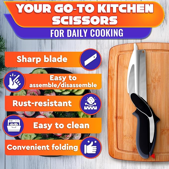 2 in 1 Kitchen Scissors for Food – Stainless Steel Blade & Plastic Cutting - Image 6