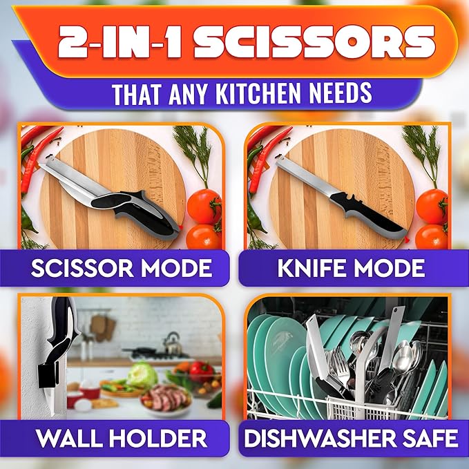 2 in 1 Kitchen Scissors for Food – Stainless Steel Blade & Plastic Cutting - Image 4