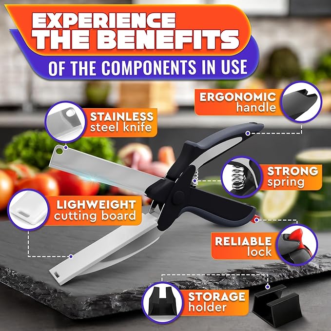 2 in 1 Kitchen Scissors for Food – Stainless Steel Blade & Plastic Cutting - Image 3