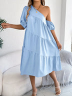 Single Shoulder Tiered Dress