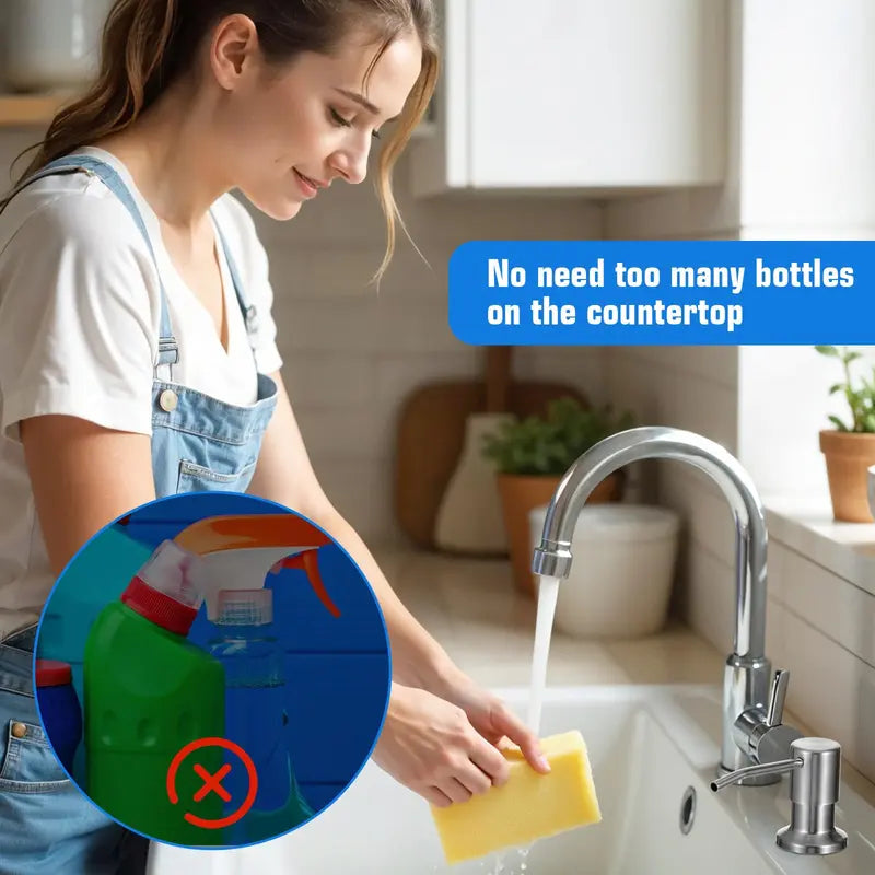 Dish Soap Dispenser for Kitchen Sink (Brushed Nickel)