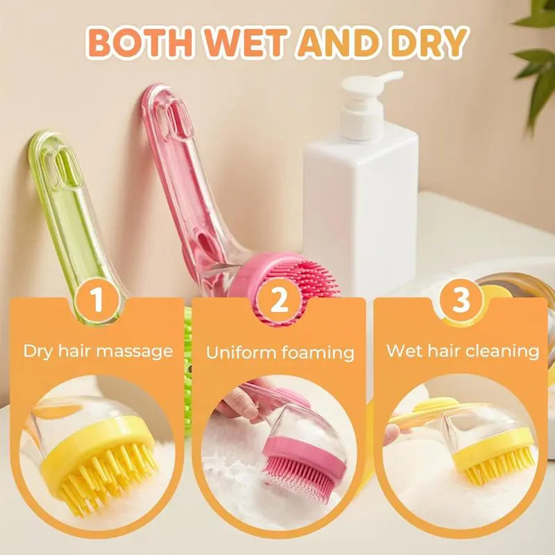 2-in-1 Pet Bath Brush with Built-in Shampoo Dispenser for Dogs & Cats