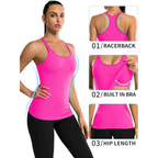 Ribbed Workout Tank Tops with Built in Bra