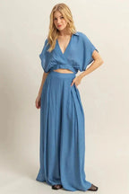 Crop Top and Wide Leg Pants Set