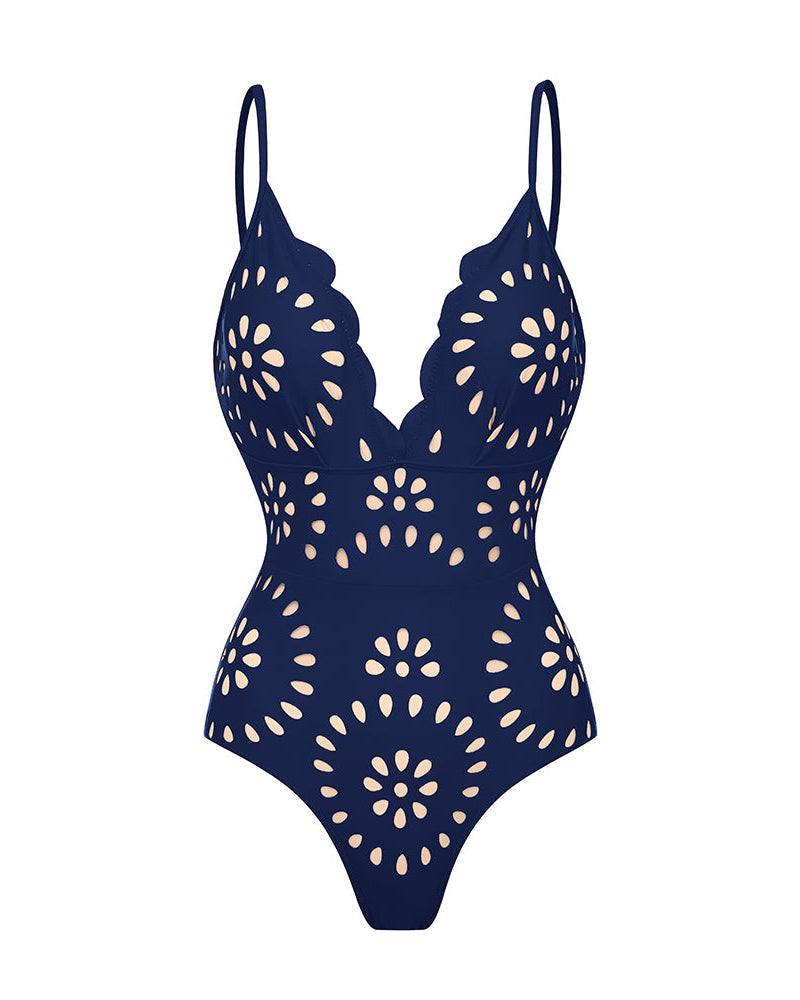 Flower Hollow One Piece Swimsuit and Skirt*