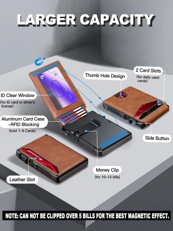💼🔒BulkyWallet Saver One-Click RFID-Blocking Minimalist Wallet