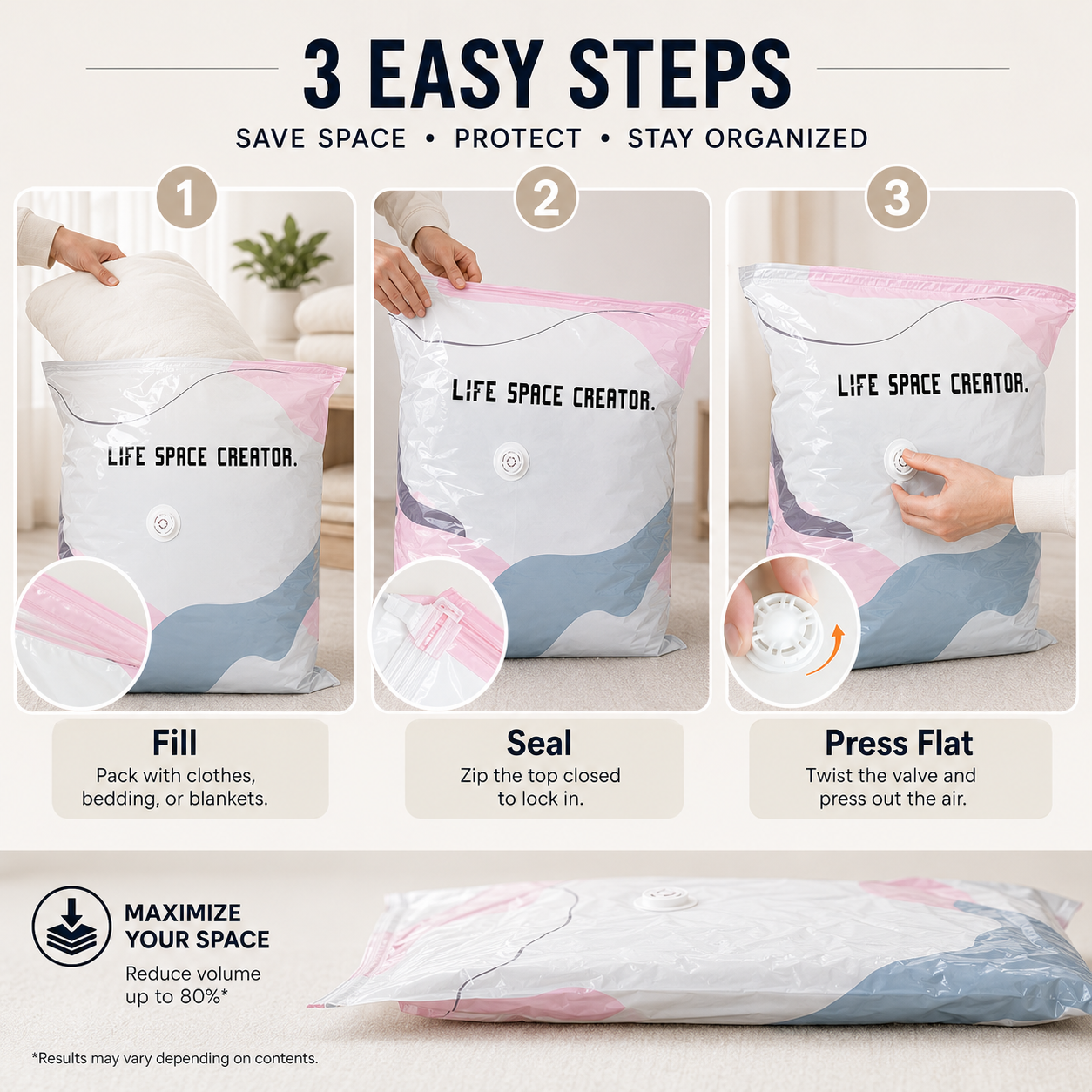 No‑Pump Vacuum Storage Bags