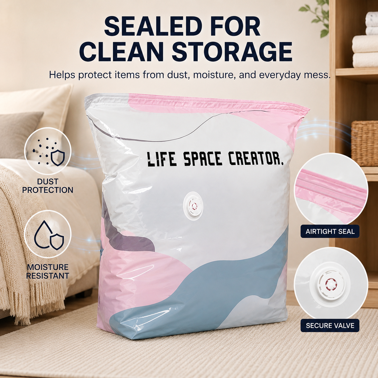 No‑Pump Vacuum Storage Bags