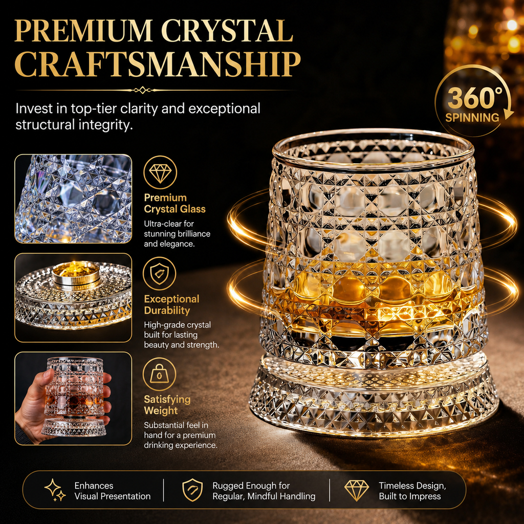 Luxury 360° Spinning Crystal Glass`
