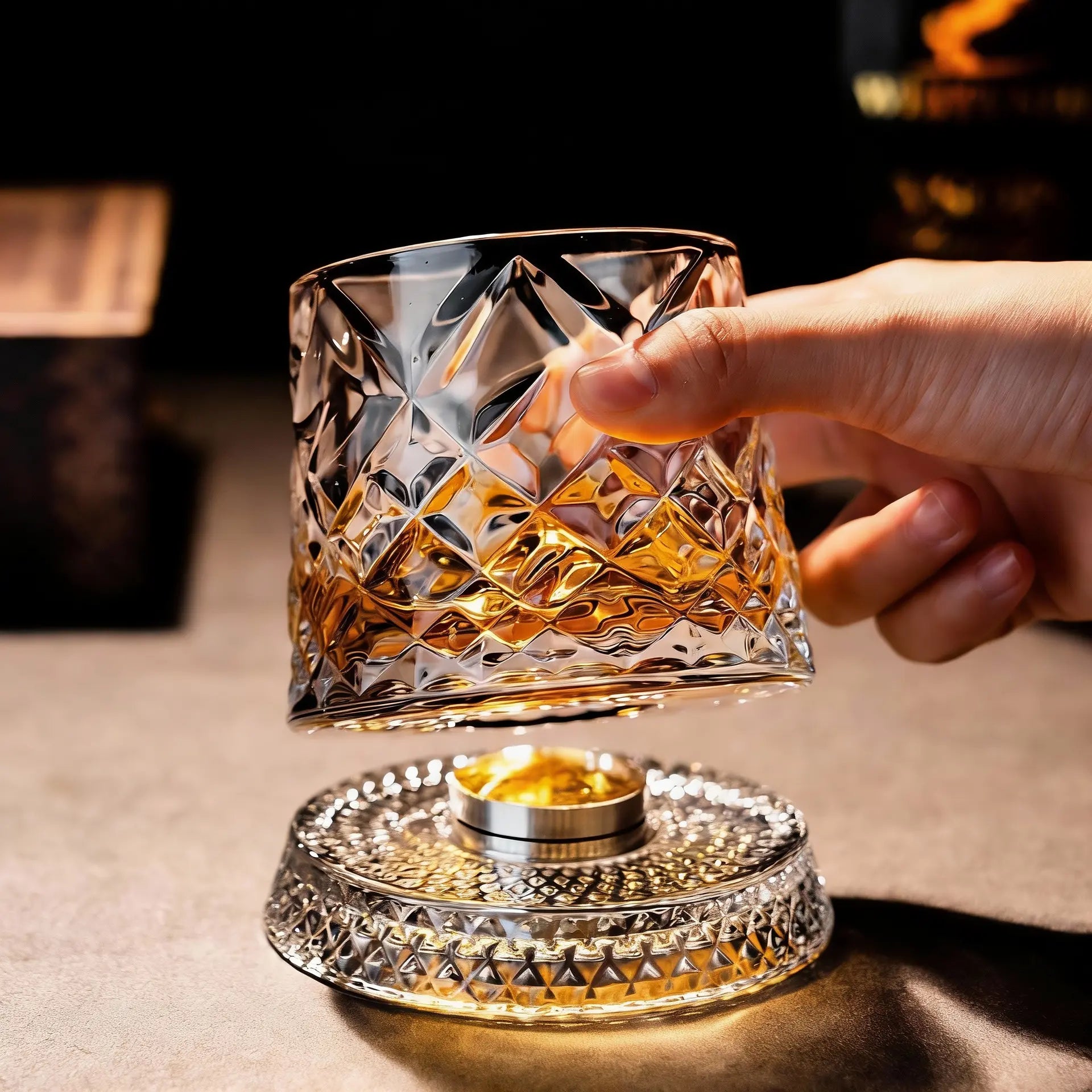 Luxury 360° Spinning Crystal Glass