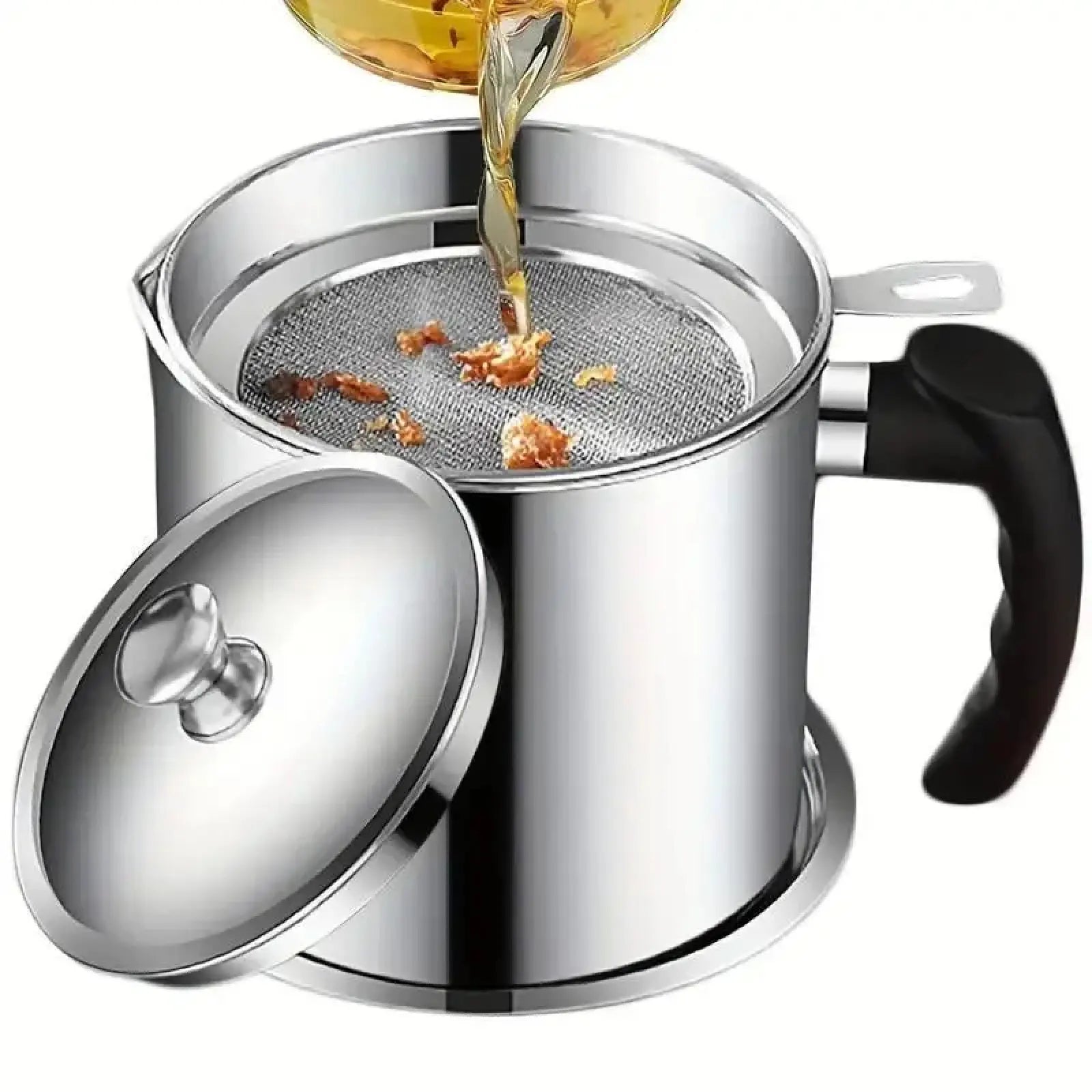 Modern Stainless Steel Oil Dispenser with Filter & Lid