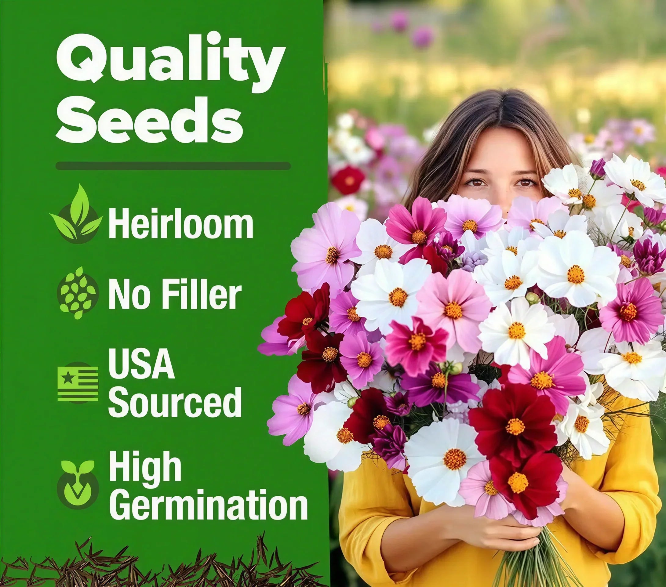 Zinnia Seeds | Pure & Filler-Free Flower Seeds for Garden