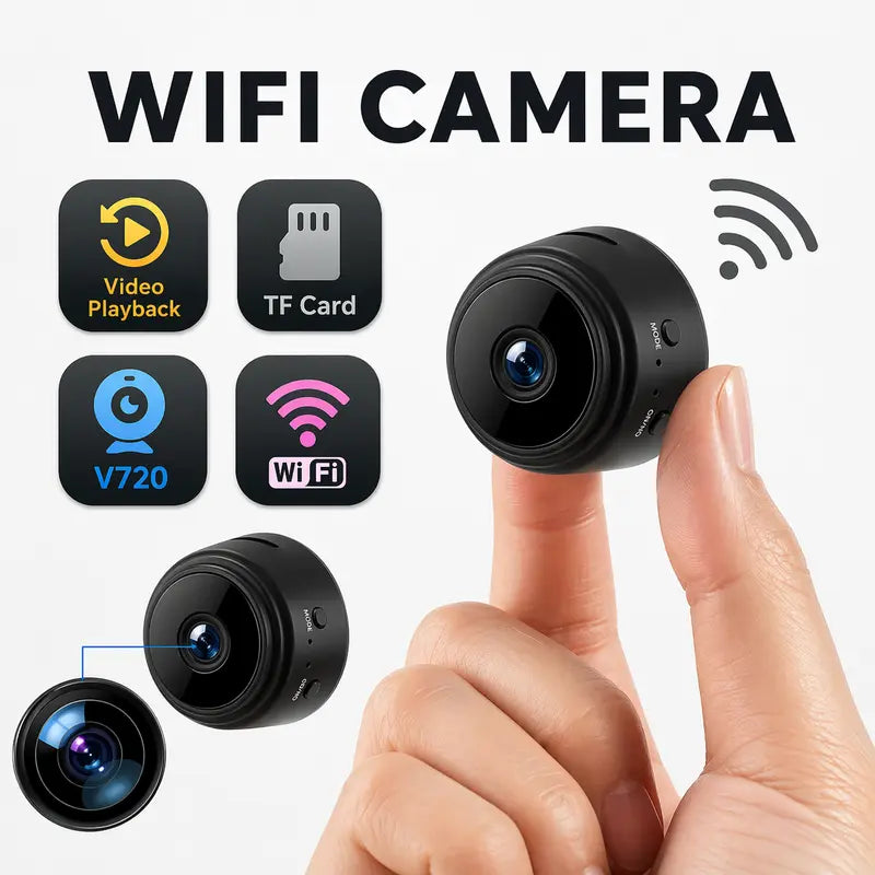 Mini Guard magnetic security camera with 1080P HD night vision, 360° rotation, and motion detection for home and porch monitoring