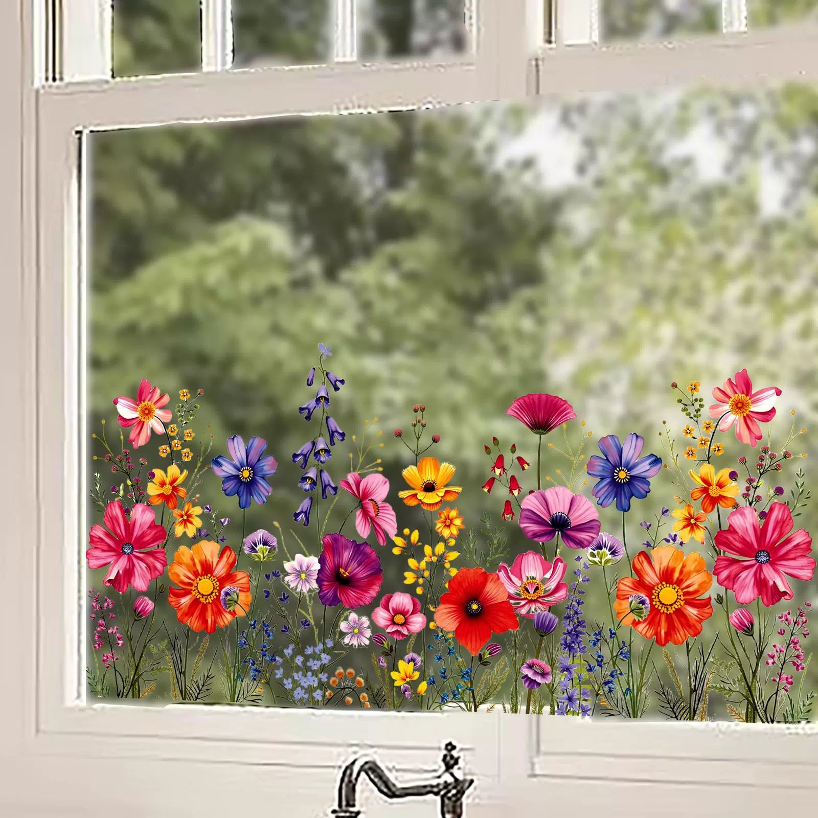 Colorful Floral Bouquet Window Sticker