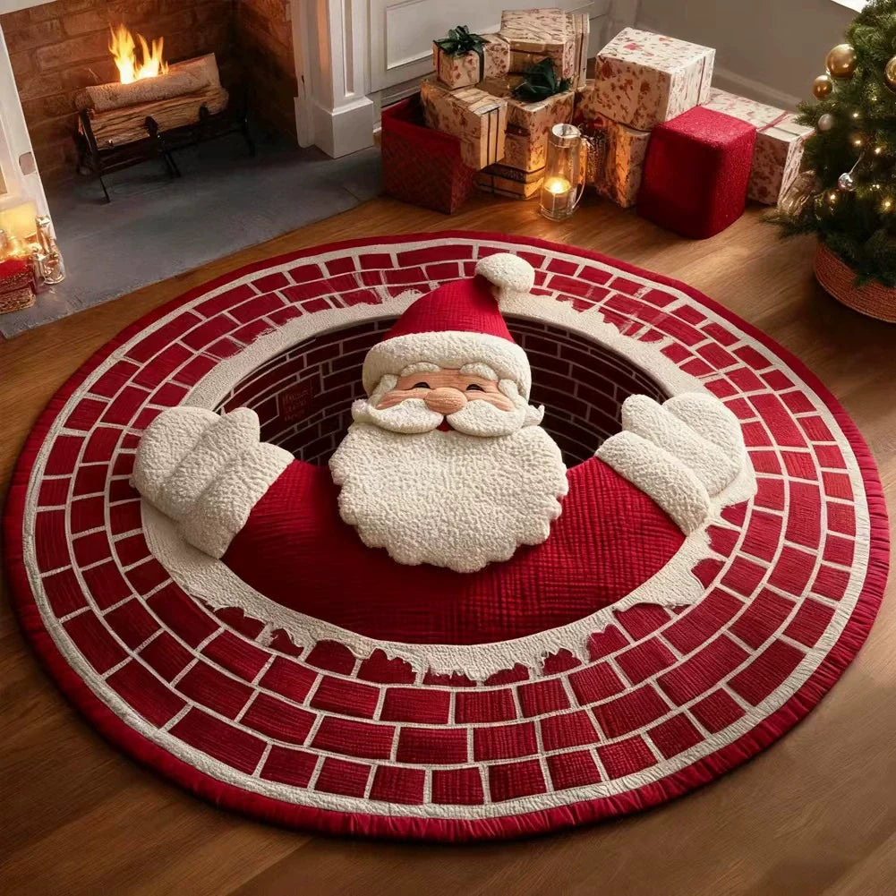 3D Skeleton Vortex Quilted Round Halloween Rug