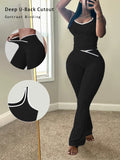 Chic Colorblock Crmon Tank and Flare Pants Lounge Sets