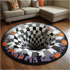 3D Skeleton Vortex Quilted Round Halloween Rug