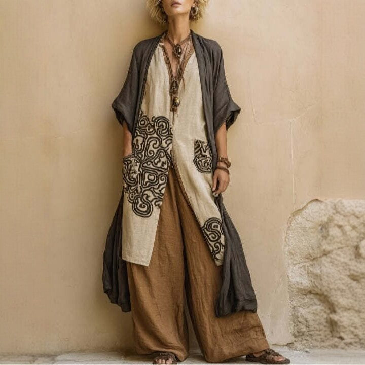 Women's Spring/Summer Cotton Linen Casual Vacation Three-Piece Set
