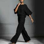 Linen Blend Batwing Sleeve Two-Piece Set