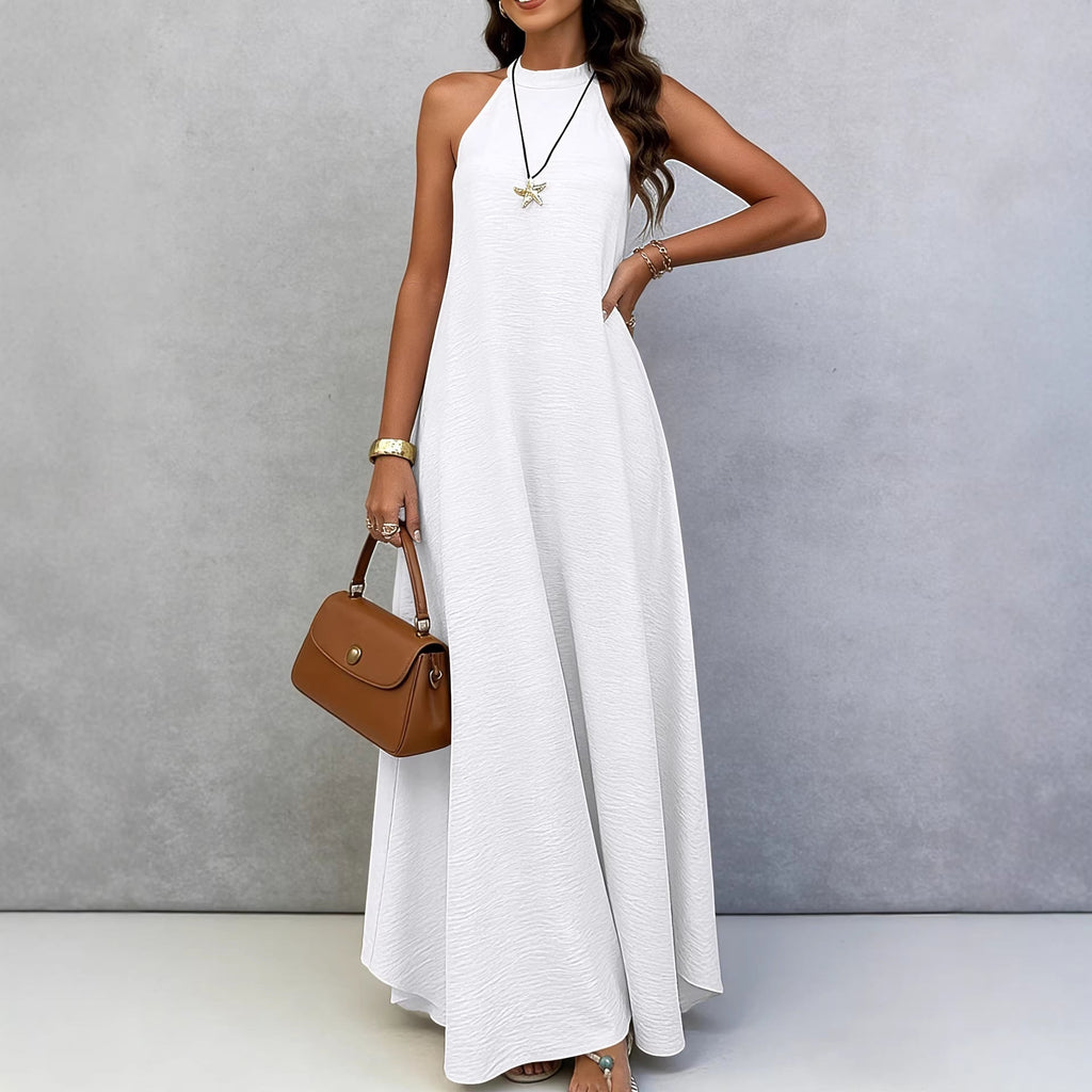 Halter Neck Tie-Back Maxi Dress