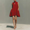 Modern Qipao-Inspired Linen Shift Dress
