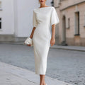 Briar Midi Dress with Bateau Neckline & Tailored Fit