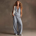 Boho V-Neck Sleeveless Two-Piece Loungewear Set