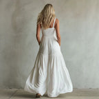 White Smocked Wide-Leg Jumpsuit