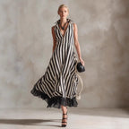 Black & White Striped Maxi Dress (S-2XL)