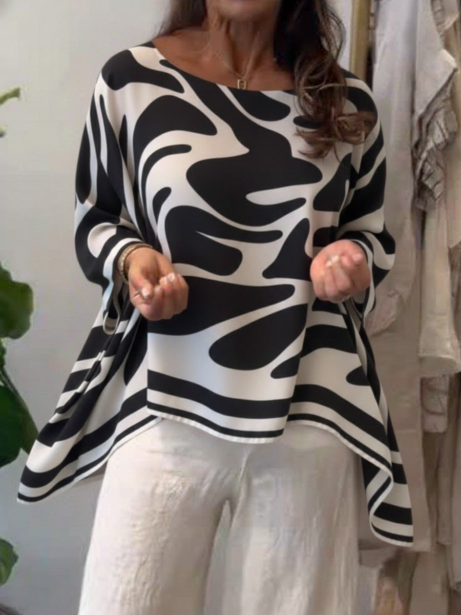 Loose-fitting Casual Printed Chiffon Top