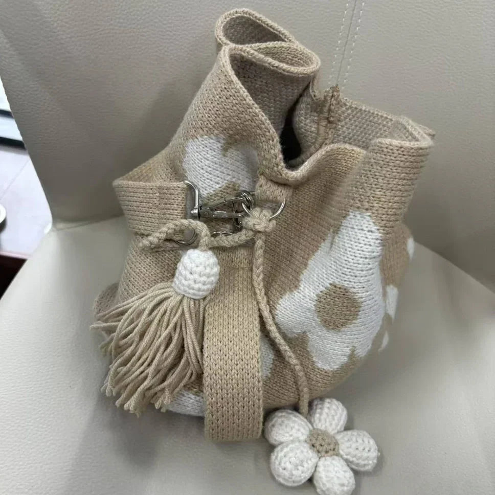 Crochet Bucket Bag for Women