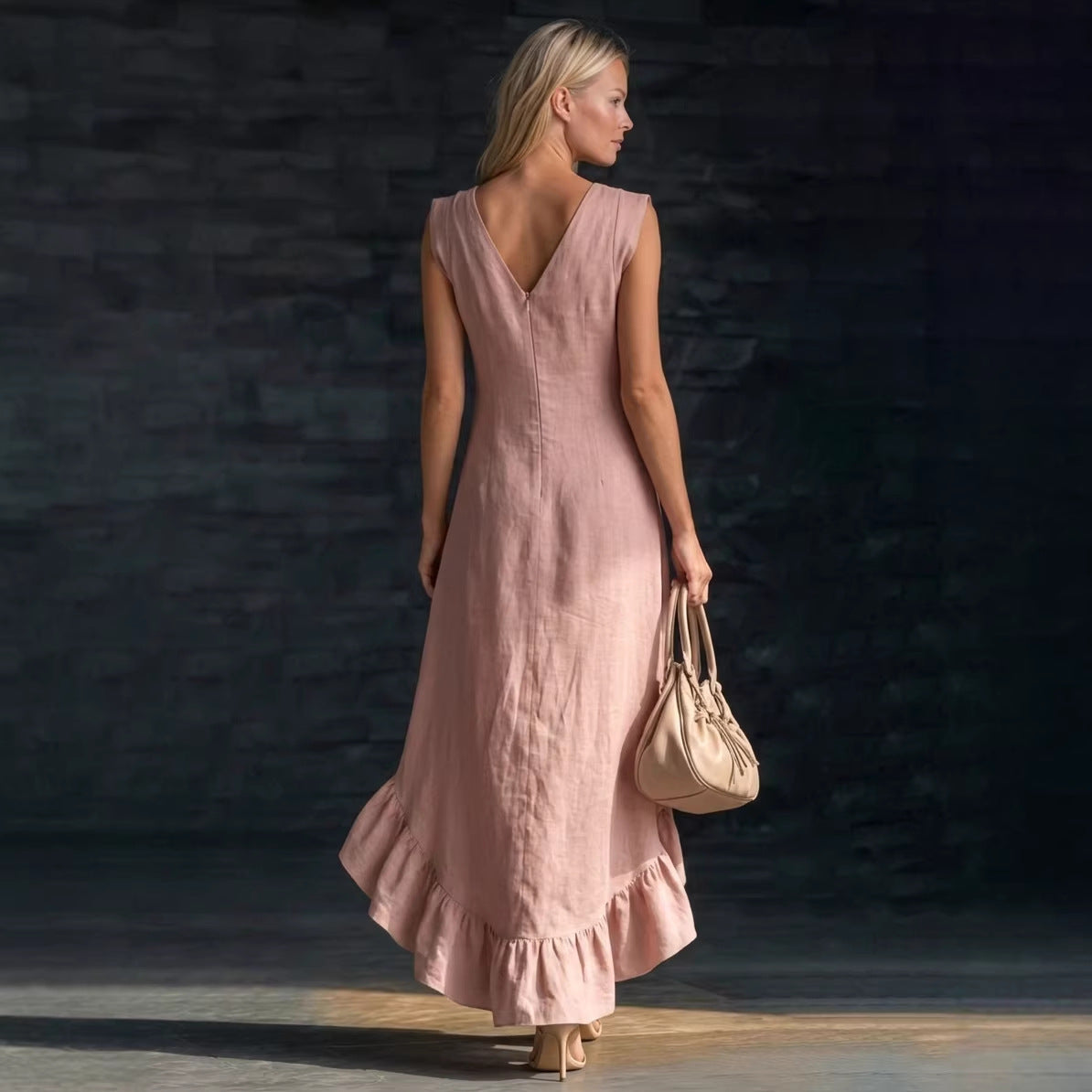 Romantic V-Neck Ruffle Dress