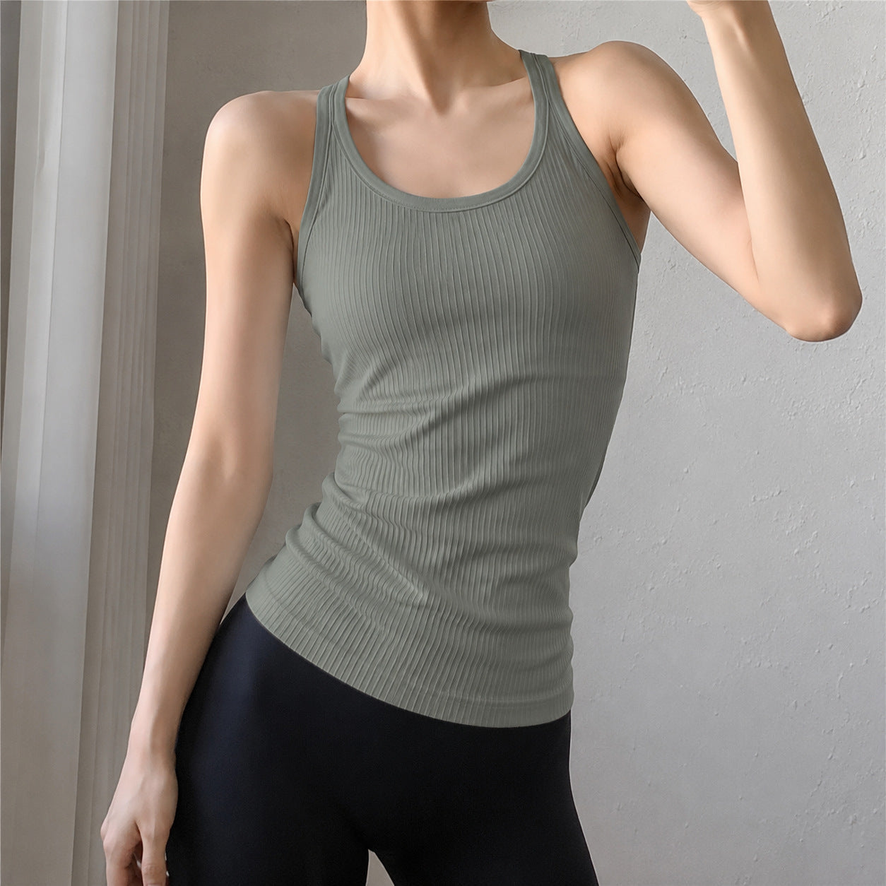 Ribbed Workout Tank Tops with Built in Bra
