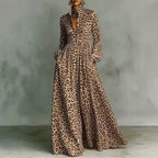 Leopard Print Shirt Maxi Dress