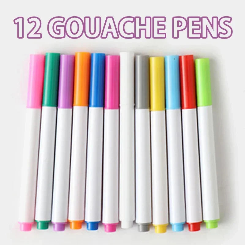 Erasable Doodle Book for KidsToddlers Toys Reusable Drawing Pads with 12 Watercolor Pens Preschool Toy Trip Writing Painting Set Beauty Fashion