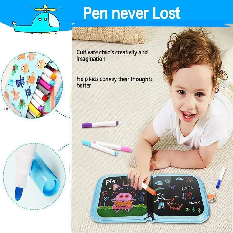 Erasable Doodle Book for KidsToddlers Toys Reusable Drawing Pads with 12 Watercolor Pens Preschool Toy Trip Writing Painting Set Beauty Fashion