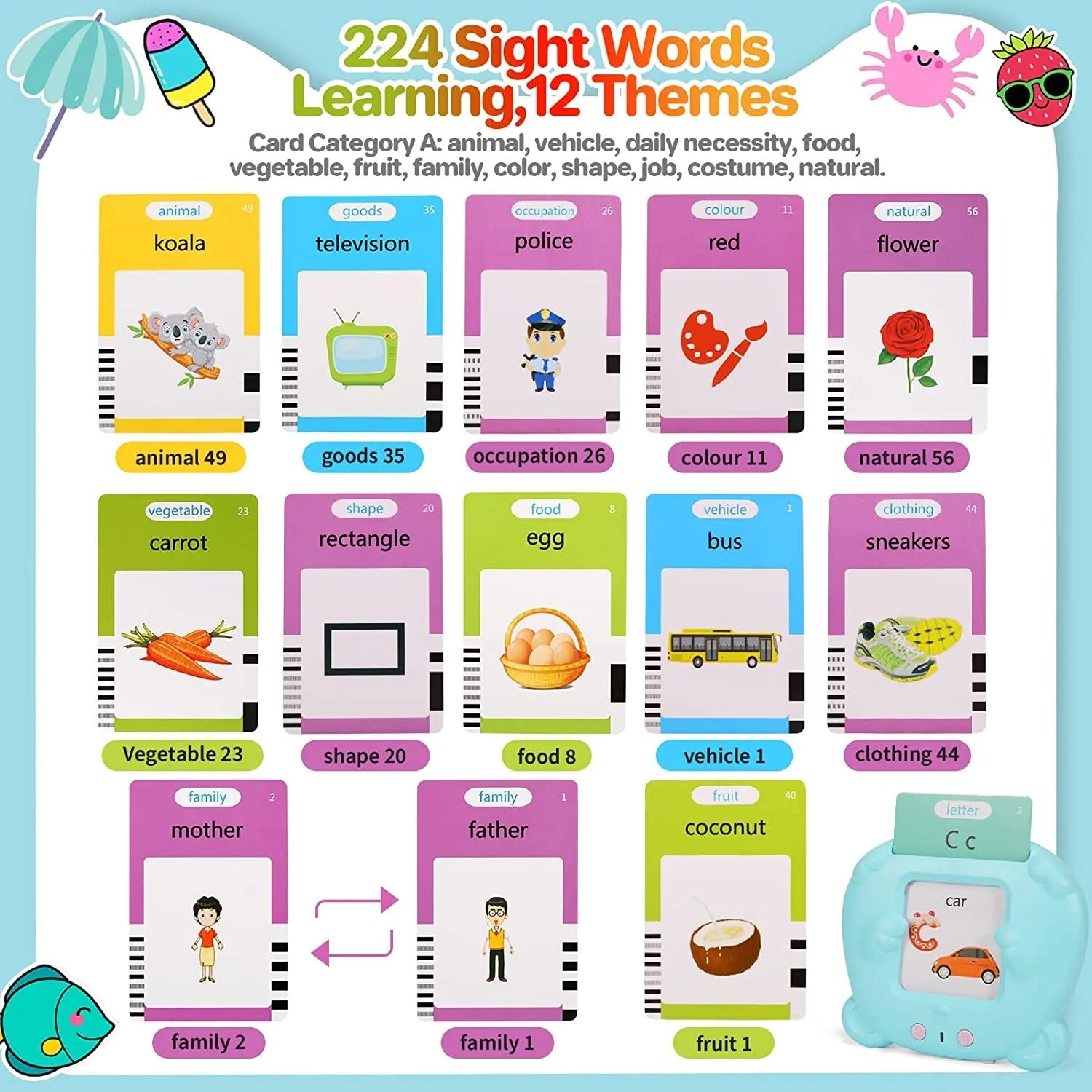 Kids Talking Flash Cards English Learning Language Toy Educational*