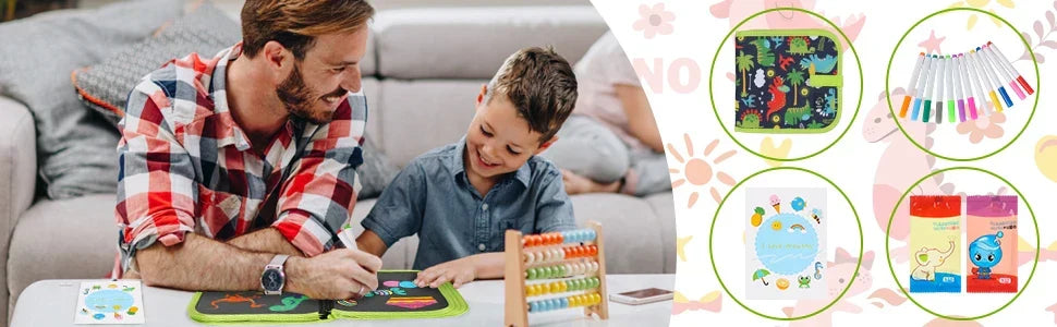 Erasable Doodle Book for KidsToddlers Toys Reusable Drawing Pads with 12 Watercolor Pens Preschool Toy Trip Writing Painting Set Beauty Fashion